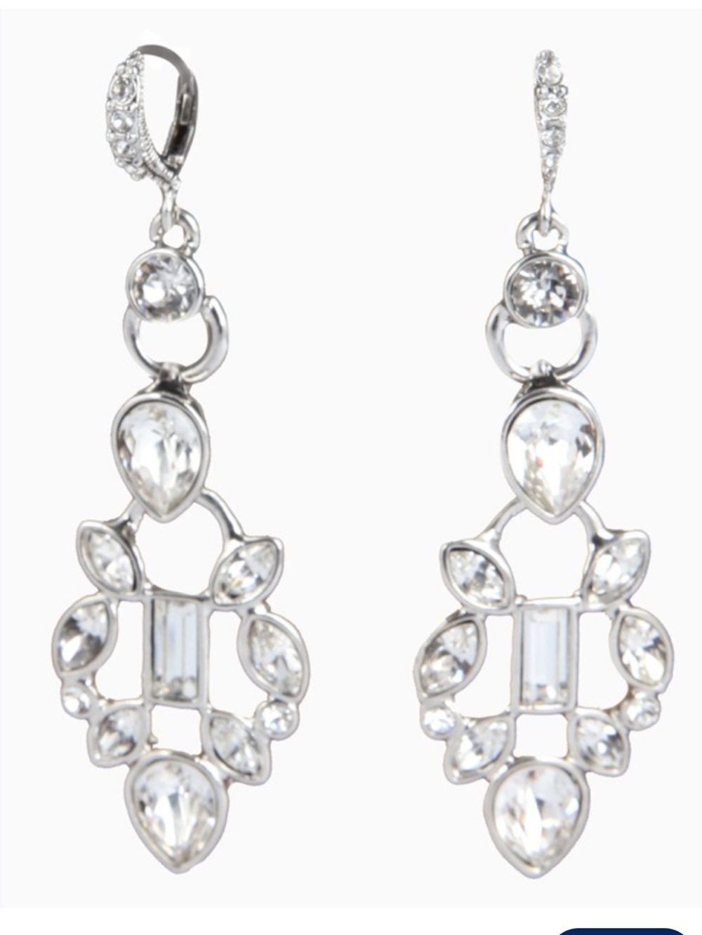 Silver Givenchy Crystal Drop Earrings - Sparkling Clear